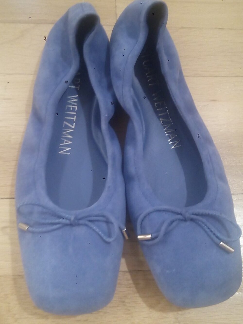 Stuart Weitzman Bardot ballet blue suede